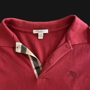 Burberry Deep Red Polo Shirt for Men